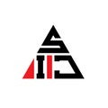 SIJ triangle letter logo design with triangle shape. SIJ triangle logo design monogram. SIJ triangle vector logo template with red Royalty Free Stock Photo