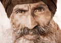 Sikh man in Amritsar, India. Artwork in retro style.
