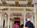 Sikh people entering the gurudwara to offer prayers