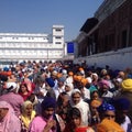 Sikh pilgrims in the golden temple, amritsar, india Royalty Free Stock Photo