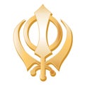 Sikh Symbol, gold, isolated on a white background