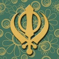 Sikh Symbol Green Golden Floral Royalty Free Stock Photo