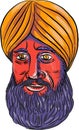 Sikh Turban Beard Watercolor