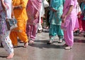 Sikh women during a parade on the road Royalty Free Stock Photo