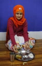 Sikh young girl during dinner