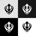 Sikhism religion Khanda symbol icon isolated on black, white and transparent background. Khanda Sikh symbol. Vector Royalty Free Stock Photo