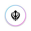 Sikhism religion Khanda symbol icon isolated on white background. Khanda Sikh symbol. Circle white button Royalty Free Stock Photo