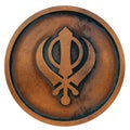 Sikhism symbol on the copper metal coin