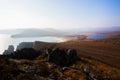 Sikhote-Alin Biosphere Reserve in the Primorsky Territory. Panoramic view of the sandy beach of the Goluchnaya bay and the lake