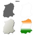 Sikkim blank detailed outline map set