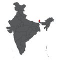 Sikkim red on gray India map vector