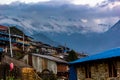 Sikles, Nepal . View of mountains and local houses