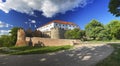 Siklos castle in spring, in Hungary Royalty Free Stock Photo