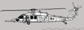 Sikorsky HH-60W Jolly Green II. Vector drawing of search and rescue helicopter. Royalty Free Stock Photo