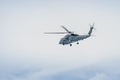 Sikorsky SH-60B Seahawk, a surface warfare and anti-submarine warfare helicopter of U.S.Navy flies in the sky to search and rescue