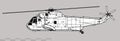 Sikorsky SH-3 Sea King. Vector drawing of multirole navy helicopter.