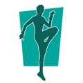 Silhouette of slim female doing exercise Royalty Free Stock Photo