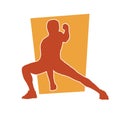 Silhouette of a sporty male in action pose at the gym. Royalty Free Stock Photo