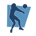 Silhouette of a female volley athlete in action pose. Royalty Free Stock Photo