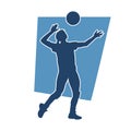 Silhouette of a female volley athlete in action pose.