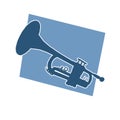 Silhouette of a trumpet. Silhouette of a brass musical instrument. Royalty Free Stock Photo