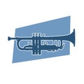 Silhouette of a trumpet. Silhouette of a brass musical instrument. Royalty Free Stock Photo