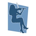 Silhouette of a woman musician playing violin string musical instrument.