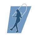 Silhouette of a gym sporty person doing workout with jump rope. Royalty Free Stock Photo