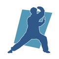Silhouette of a man in oriental martial art pose.