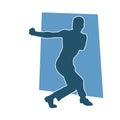 Silhouette of a man in oriental martial art pose.