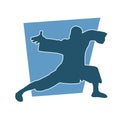 Silhouette of a man in oriental martial art pose.