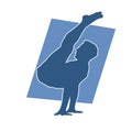 Silhouette of a slim male doing acrobatics pose. Royalty Free Stock Photo