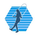 Silhouette of a slim sporty woman doing jump rope workout. Royalty Free Stock Photo