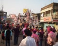 Celebratory procession marking the end of the annual festival of a Hindu Goddess in India