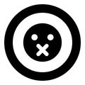 Silence emoticon icon black color in circle