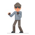 Silence finger evil greedily thief cartoon rogue bulgar character flat design vector illustration Royalty Free Stock Photo