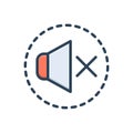 Color illustration icon for Silence, sound and silent