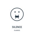 silence icon vector from classics collection. Thin line silence outline icon vector illustration. Linear symbol