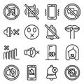 Silence icons set, outline style Royalty Free Stock Photo