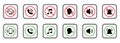 Silence Mute Zone Red Forbidden Round Sign. Warning Ban Noise Rule. Notification Call Black Silhouette Icon Set. Use