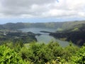 Silence and tranquility on the blue and green lakes in Sete Cidades Royalty Free Stock Photo