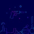 Silenced pistol gradient line icon, vector illustration