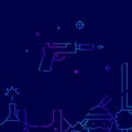 Silenced pistol gradient line icon, vector illustration Royalty Free Stock Photo