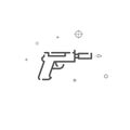 Silenced pistol simple vector line icon. Symbol, pictogram, sign. Light background. Editable stroke Royalty Free Stock Photo