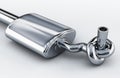 Silencer of exhaust gases of the car tied in a knot. 3D illustration