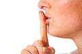 Silencing woman mouth closeup Royalty Free Stock Photo