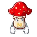 Silent amanita mushroom mascot cartoon