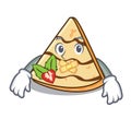 Silent crepe mascot cartoon style Royalty Free Stock Photo
