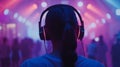 Silent Disco Party with Neon Lights Royalty Free Stock Photo