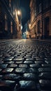 Silent Drama: Cobbled Streets Echo Emptiness Royalty Free Stock Photo
